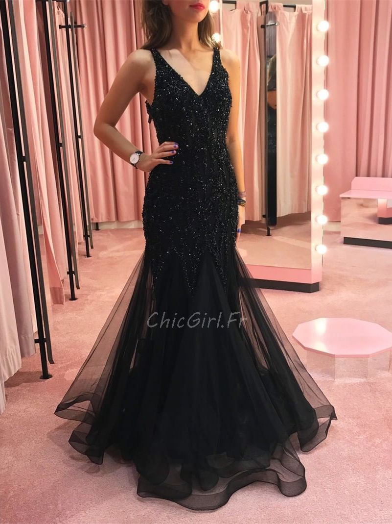 Robe de soirée tulle noire sale