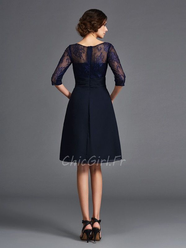 Belles Robe Mere Mariee Soiree Courte Bleu Marine Mousseline Avec Bolero