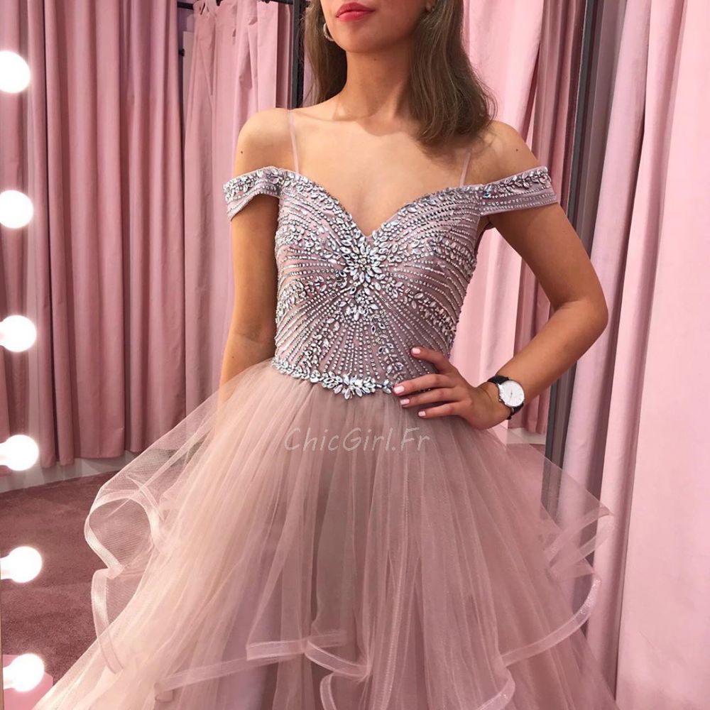 Robe soirée princesse Tulle et strass