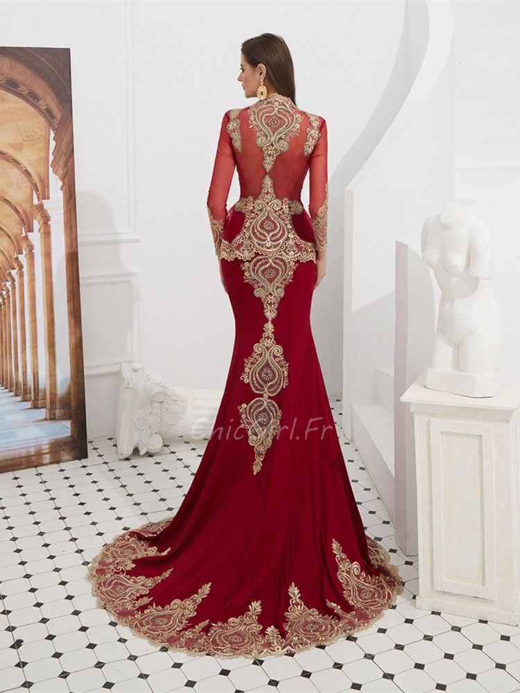 Robe sirene rouge manche longue top