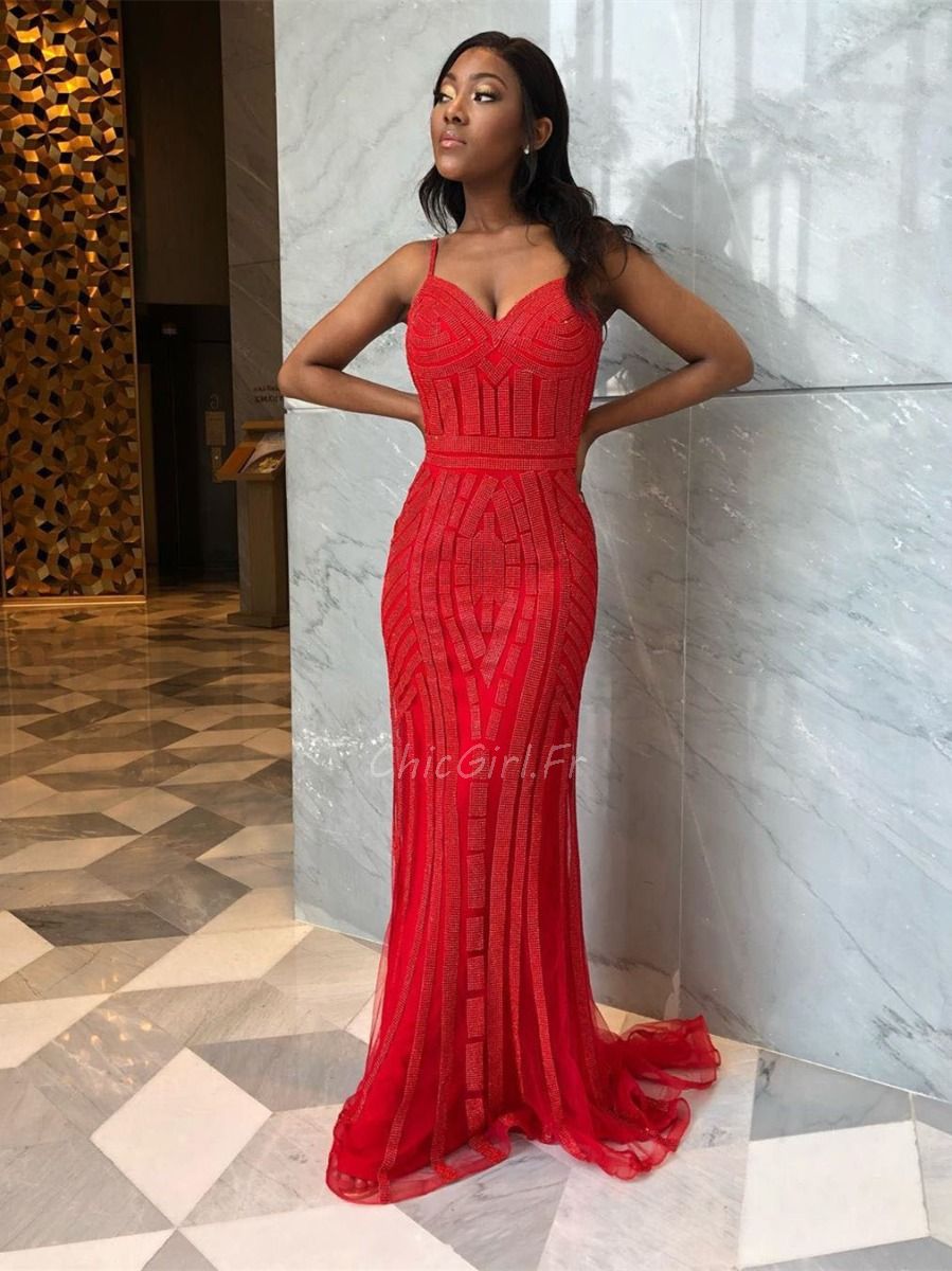 Robe fine sales bretelle soiree