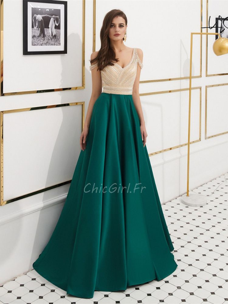 Robe de top soirée longue strass