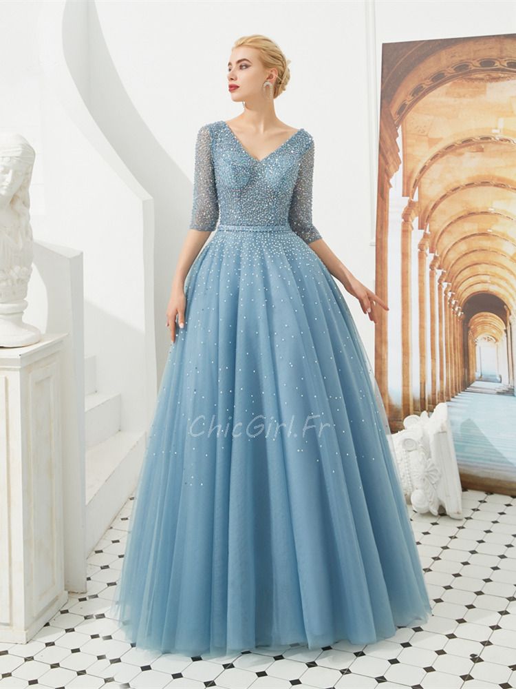 Robe bleu clair hotsell longue