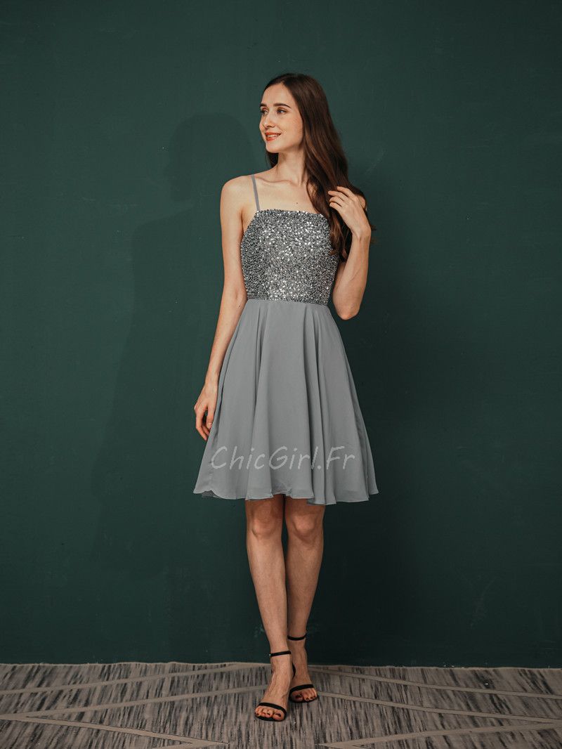 Robe de soirée de luxe à manches longues et perles grises - Lunss