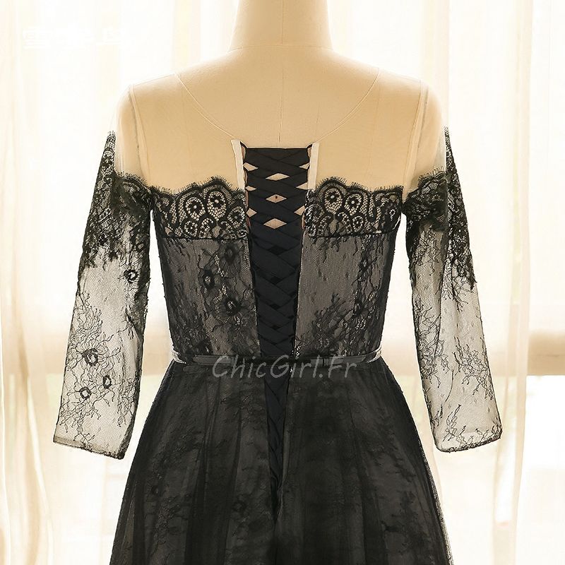 Robe Noire Chic SHOWGIRLS Avec Dentelle - Taille 2, Occasion Très Bon état