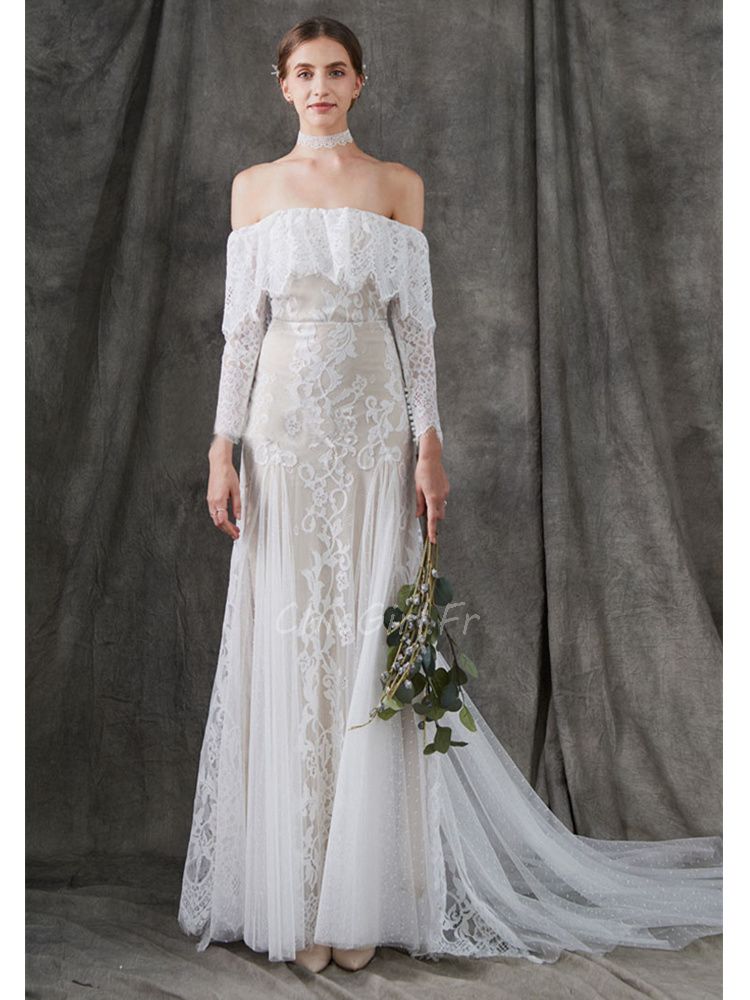 Robe epaule dénudée manche longue hotsell