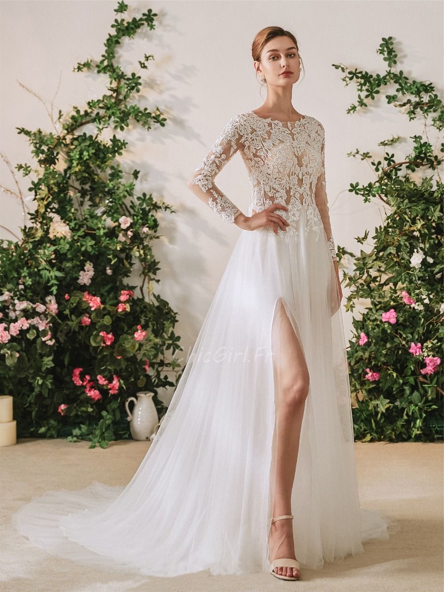 Robe de mariée dentelle manche 2025