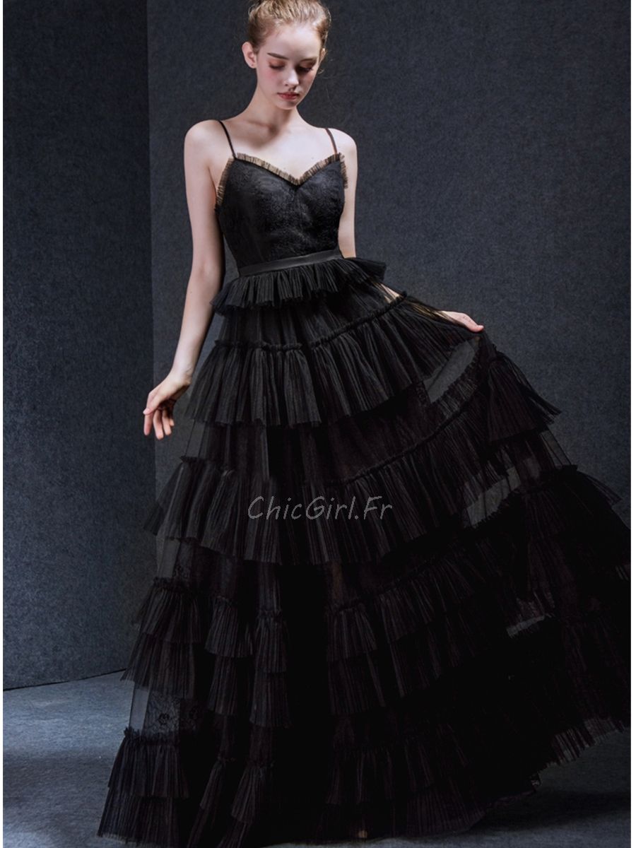 Robe De Mari e Noire Tradition Volants Tulle Fine Bretelle