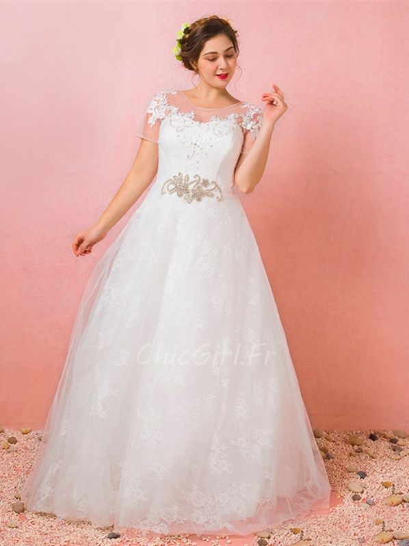 Robe De Mari e Originale Grande Taille Elegante Dentelle Manche