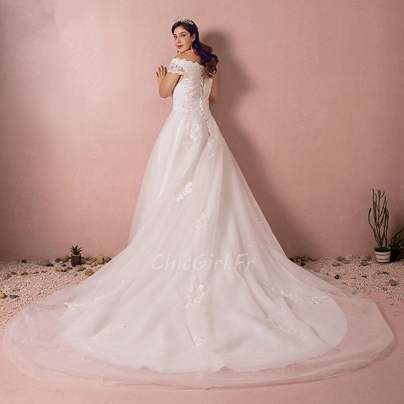 Robe De Mari e Princesse Grande Taille Dentelle Tulle Epaule D nud e