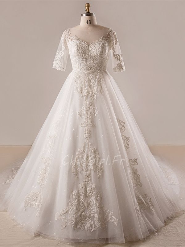 Robe de mariée demi manche deals