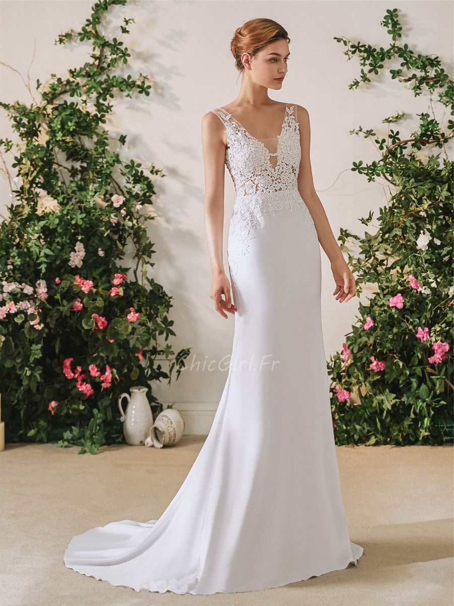 Robe De Mari e Sir ne Chic Satin Haut Dentelle Transparente