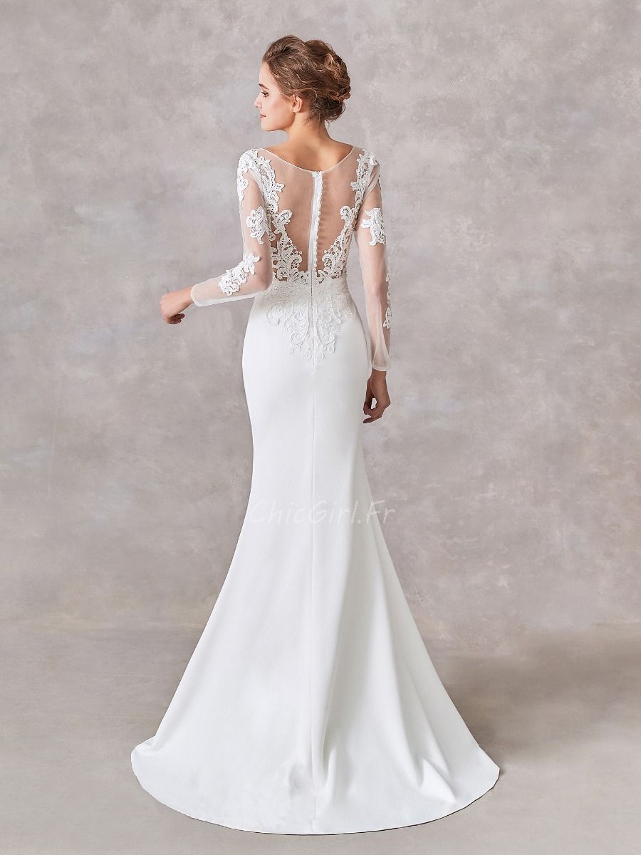 Robe de mariée on sale sirène dentelle manche longue