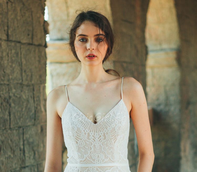 Robe De Mariee Sirene Vintage Romantique Dentelle Dos Nu Bretelle Croisee