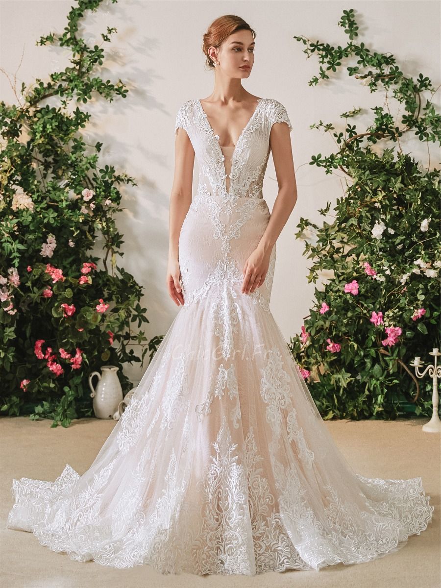 Robe de mariée décolleté v plongeant on sale