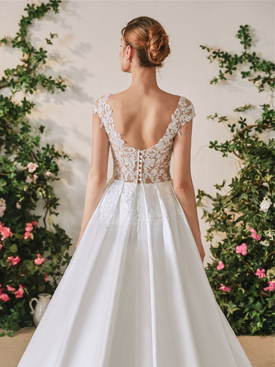 Mariee Trapeze Robe De MariÃ©e Col Bateau Dentelle Robe De Mariée