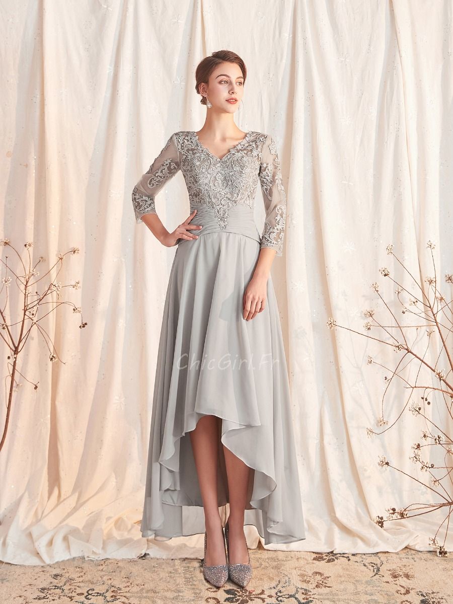 Robe asymétrique longue derrière deals