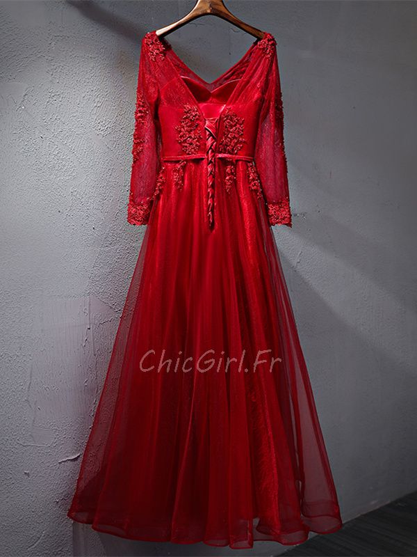 Robe de soirée hotsell rouge manche longue
