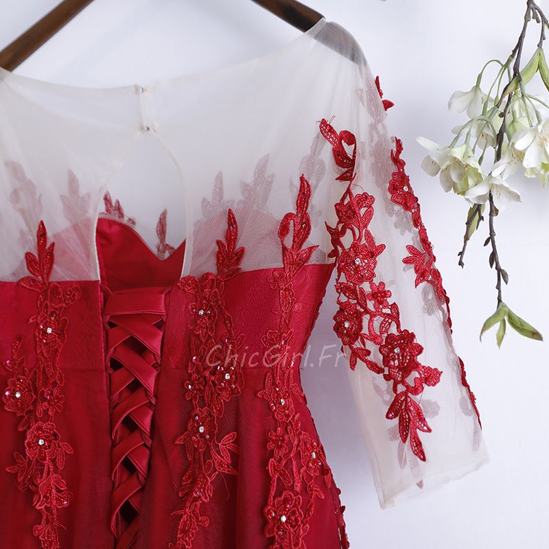 Robe de soirée dentelle transparente on sale