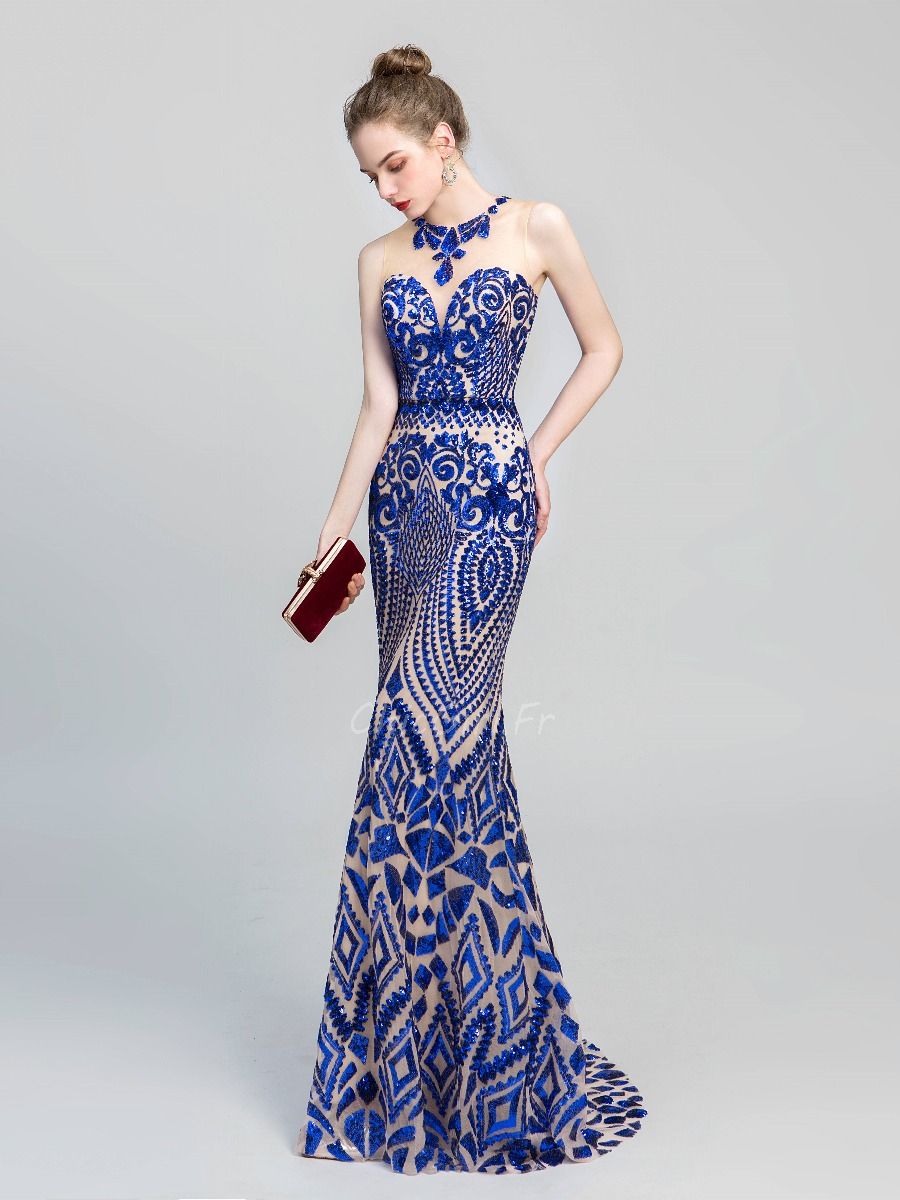 Robe sirène bleu roi store