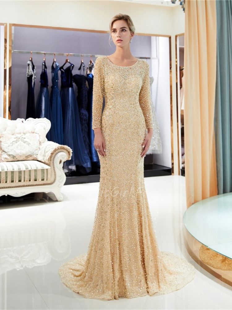 Robe soiree sirene manche longue clearance