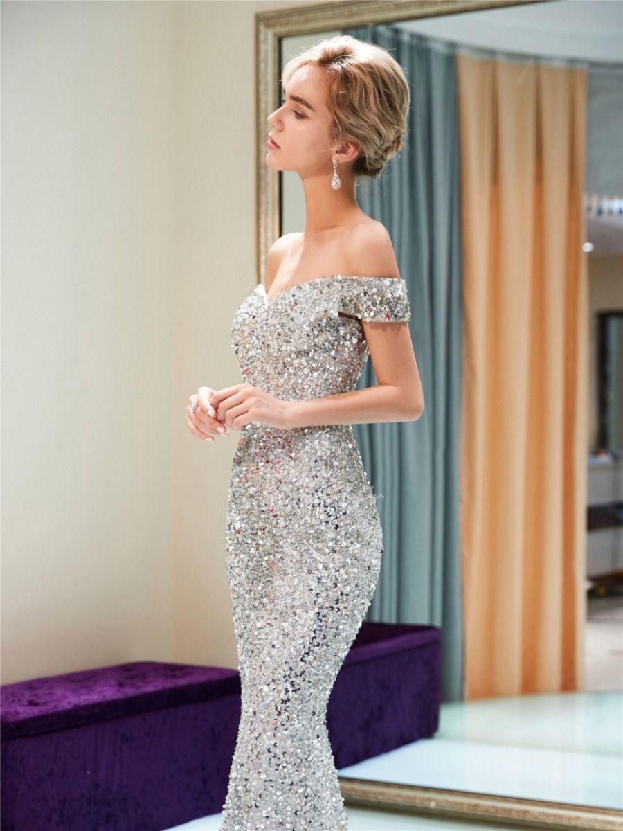Robe brillante online argent