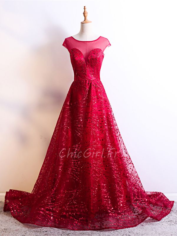 Robe Rouge Avec Traine Robe De Soirée Longue Rouge Dentelle