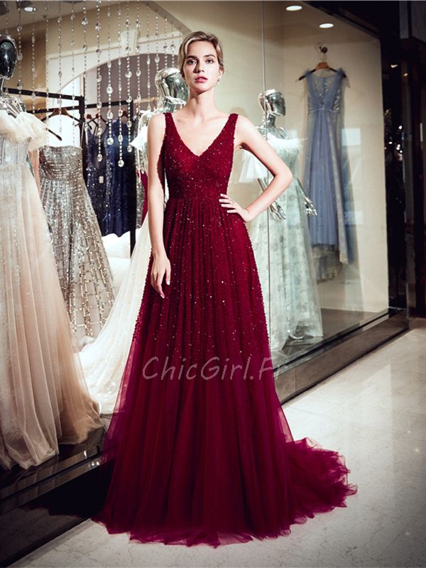 Robe shop tulle bordeaux