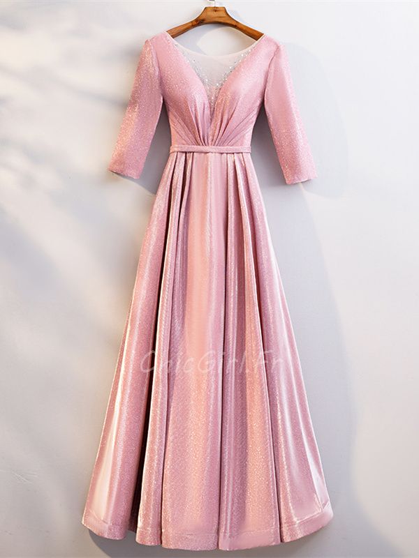 Robe rose manches sale longues