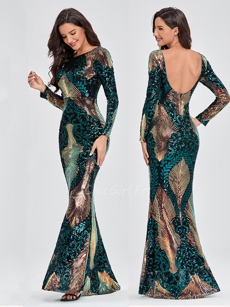 Robe dos nu manches longues 2025