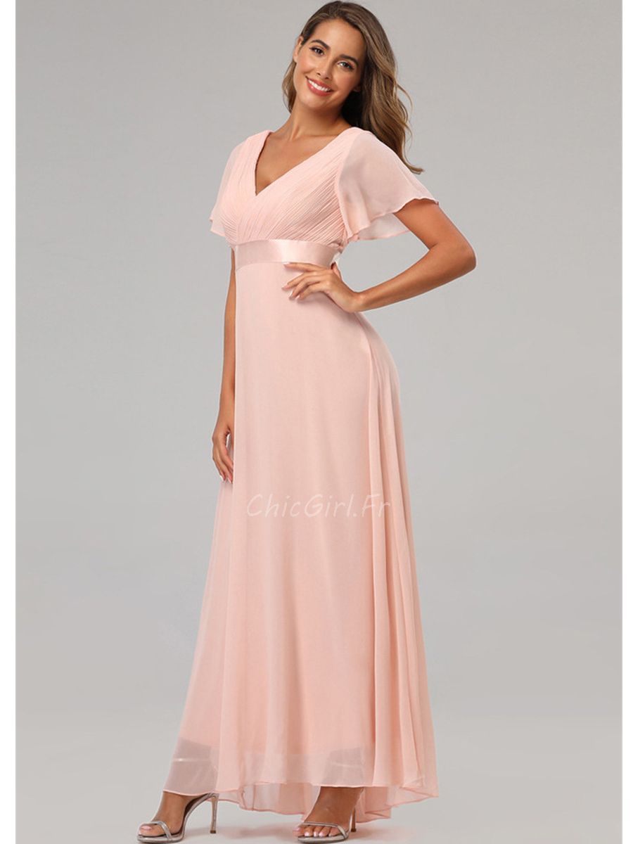 Robe longue rose poudré manche longue 2025