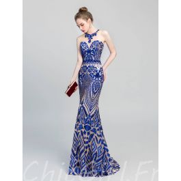 Robe sirene bleu roi deals