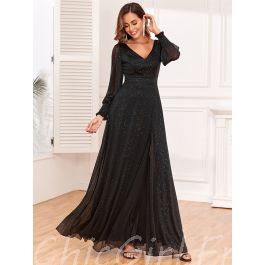 Slaydiva Robe Longue Ajustée à Manches Longues Avec Col Rond, Motif Vague Minimaliste Casual, Grandes Tailles