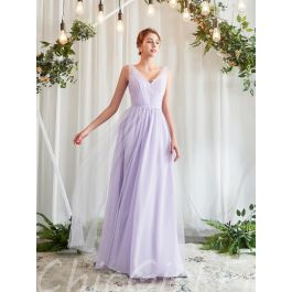 Robe Demoiselle D honneur Parme Longue Mousseline Violet Pastel