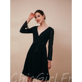 Robe noire patineuse manche longue hot sale
