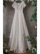 Boheme Robe De Mariée Dentelle Vintage Manche Courte Col V Avec Traine