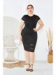 Fond De Robe Gainant Grande Taille Courte Noir Jersey Col Rond