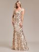 Glamour Robe de Soirée Moulante Longue Gold Dorée Brillante Epaule Couverte