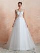 Jolie Robe De Mariée Haut Transparent Longue Blanche Dentelle Tulle