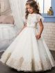 Robe Ceremonie Fille Princesse Dentelle Manche Volant Robe De Communion