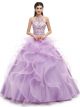 Robe De Bal Princesse Bouffante Longue Parme Tulle Volant Strass Licou