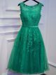 Robe De Cocktail Bal Fete Courte Verte Dentelle Tulle Col Bateau