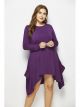Robe De Fete Grande Taille Asymétrique Violette Manche Longue Col Rond