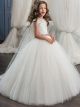 Robe De Mariée Fille Bleu Clair Tulle Manche Dentelle Avec Noeud