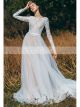 Robe De Mariée Originale Bohème Manche Longue Dentelle Tulle Fluide