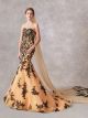 Robe De Mariée Gothique Rouge et Noir Dentelle Avec Ceinture Voile Long