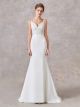 Robe De Mariée Sirene Satin Haut Dentelle Transparente Avec Bretelle Fine