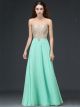 Robe De Soirée Bal De Finissants Longue Fluide Vert D Eau Mousseline Dentelle