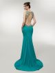 Robe De Soirée Cintrée Dos Ouvert Longue Bleu Turquoise Satin Strass Avec Traine