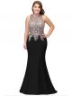 Robe De Soirée Grande Taille Sirène Glamour Noire Satin Dentelle